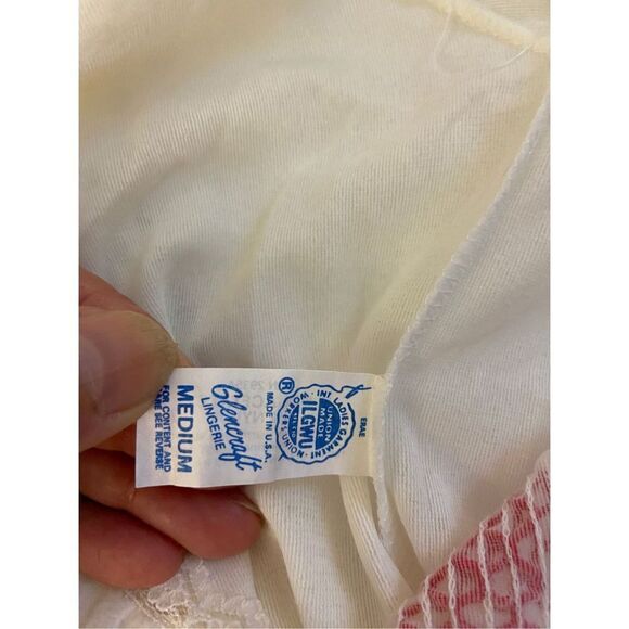 Glencraft Lingerie Union Tag Made in USA gown medium white red #29354 - Picture 2 of 8